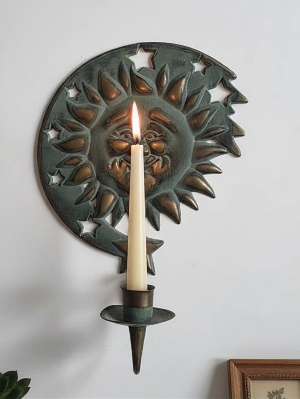 PartyLight Vintage Sun Candle Holder Sconces Brass 90s Core